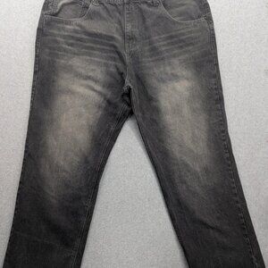 Marc Ecko Jeans Mens 48B Black Gray Relaxed Straight Cut & Sew Denim Pants